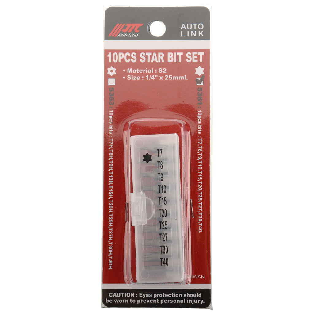 Набор бит 1/4" TORX Т7-Т40 10 предметов в боксе JTC Набор бит 1/4" TORX Т7-Т40 10 предметов в боксе JTC