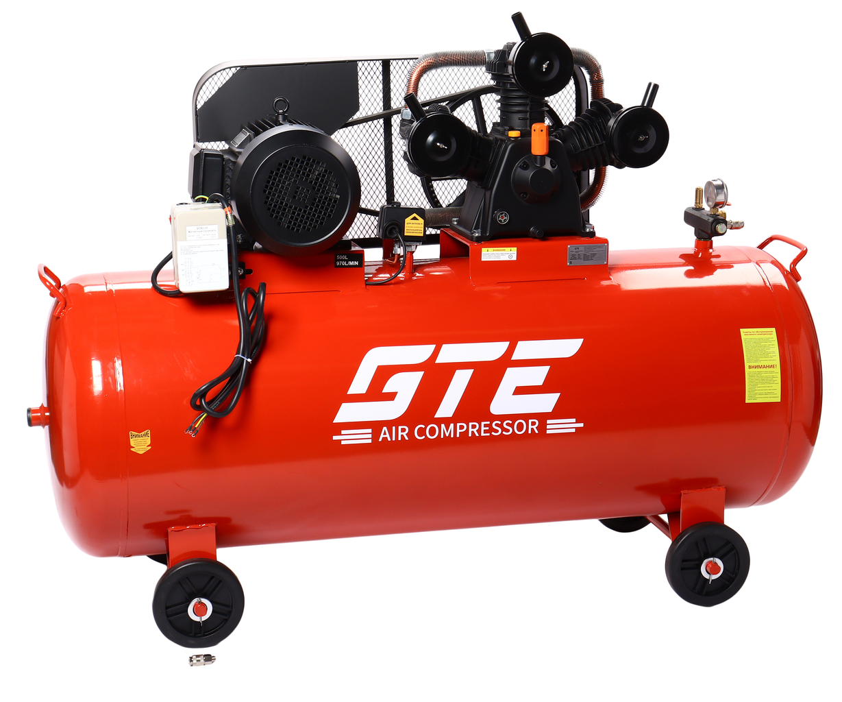 GTE-MR4500970A - Компрессор поршневой ременной 380В 970л/мин. ресивер-500л GTE