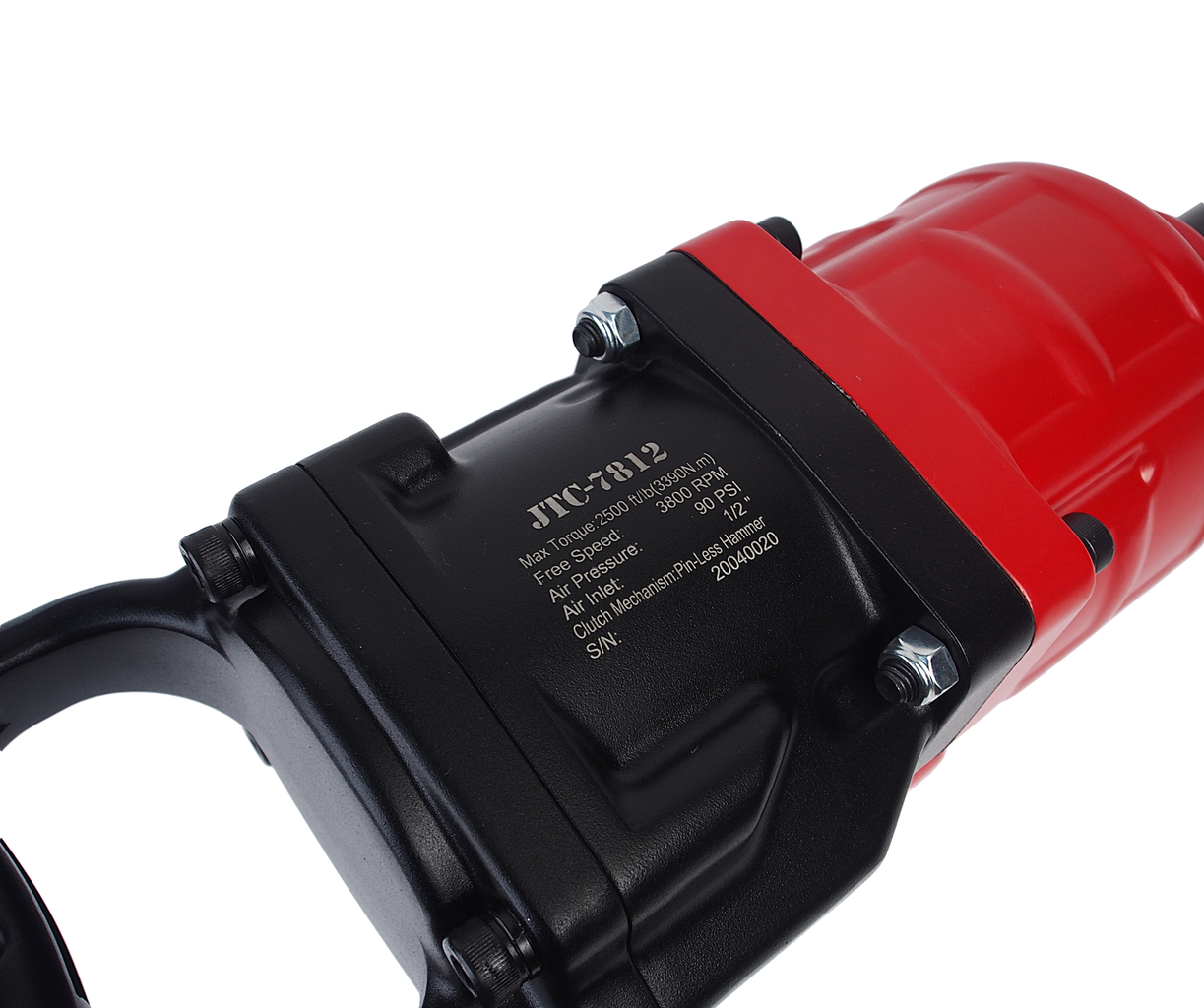 Гайковерт пневматический 1" 3390Нм 3800об/мин. 351л/мин. 90PSI шпиндель 228мм ударный L=612мм JTC Гайковерт пневматический 1" 3390Нм 3800об/мин. 351л/мин. 90PSI шпиндель 228мм ударный L=612мм JTC